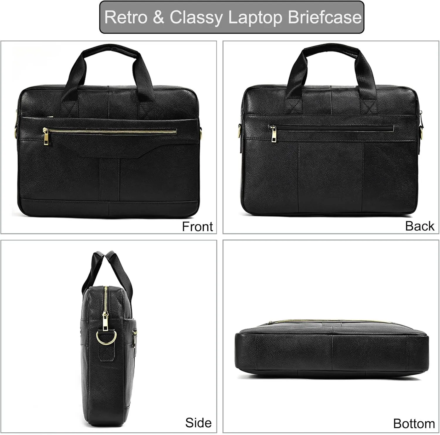 15.6inch Leather Briefcases Laptop Messenger Bags Business Satchel Office Travel Computer Handbag for Men