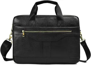 15.6inch Leather Briefcases Laptop Messenger Bags Business Satchel Office Travel Computer Handbag for Men