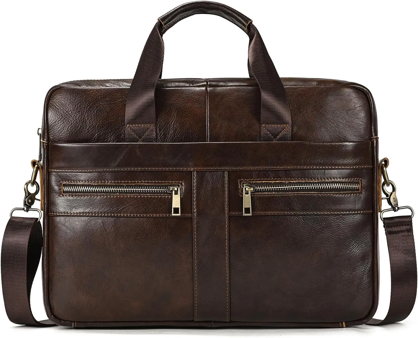 15.6inch Leather Briefcases Laptop Messenger Bags Business Satchel Office Travel Computer Handbag for Men