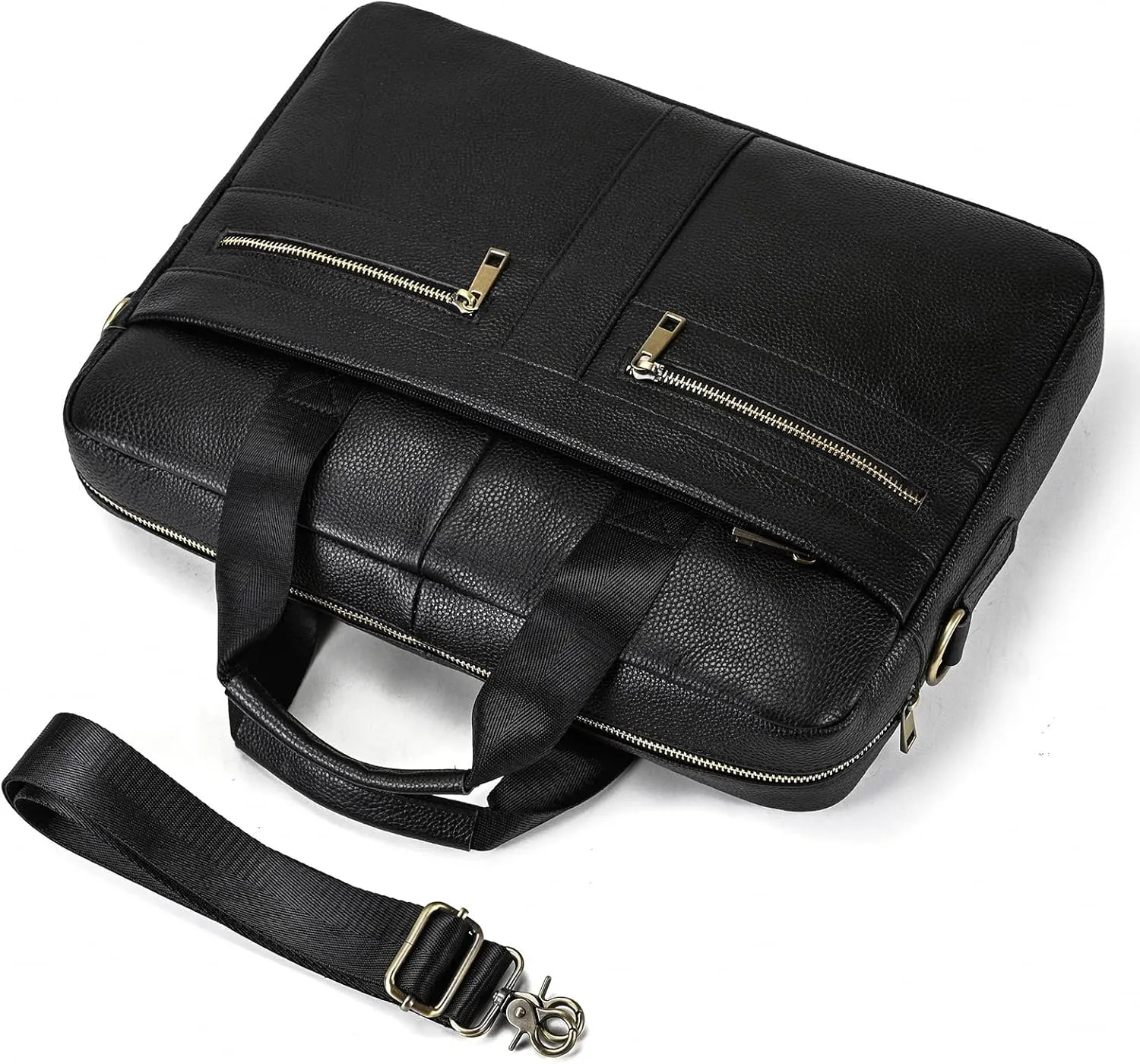 15.6inch Leather Briefcases Laptop Messenger Bags Business Satchel Office Travel Computer Handbag for Men