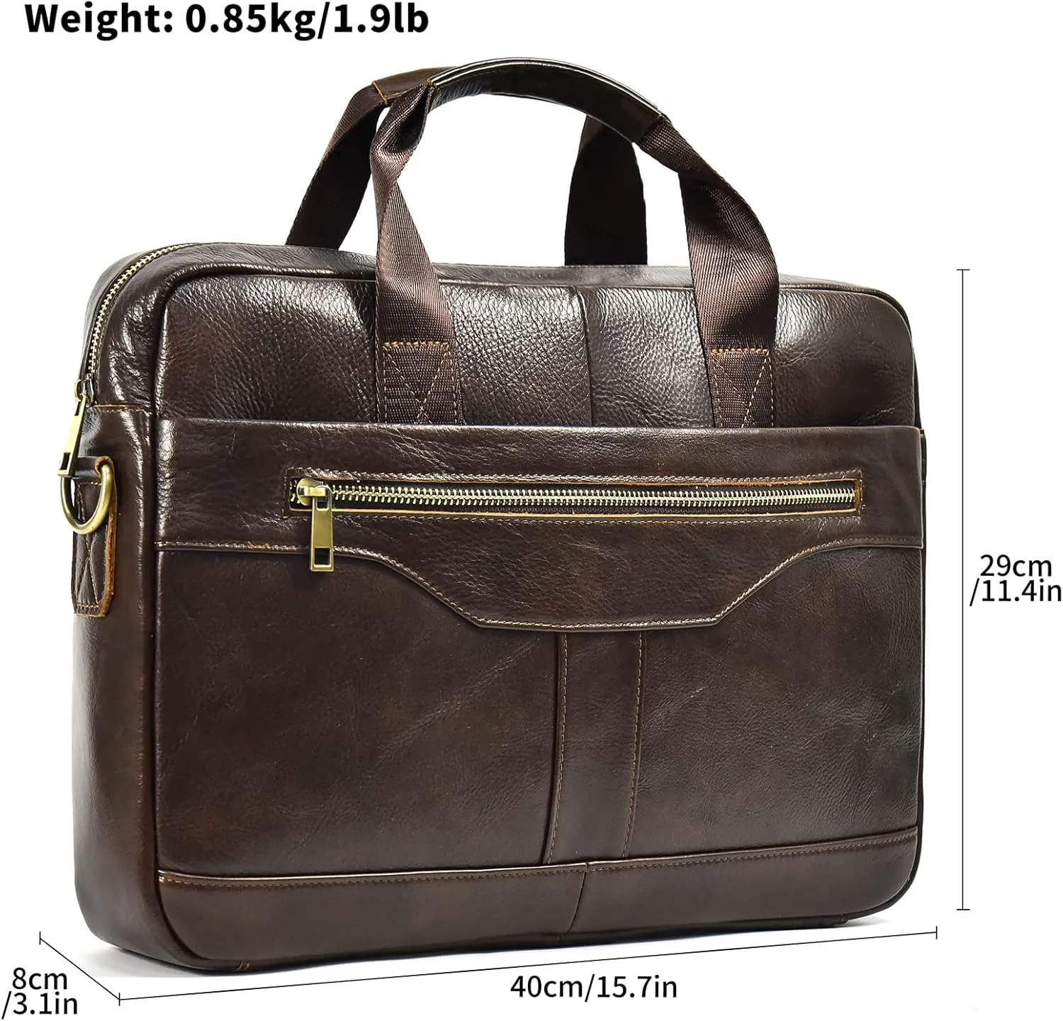 15.6inch Leather Briefcases Laptop Messenger Bags Business Satchel Office Travel Computer Handbag for Men