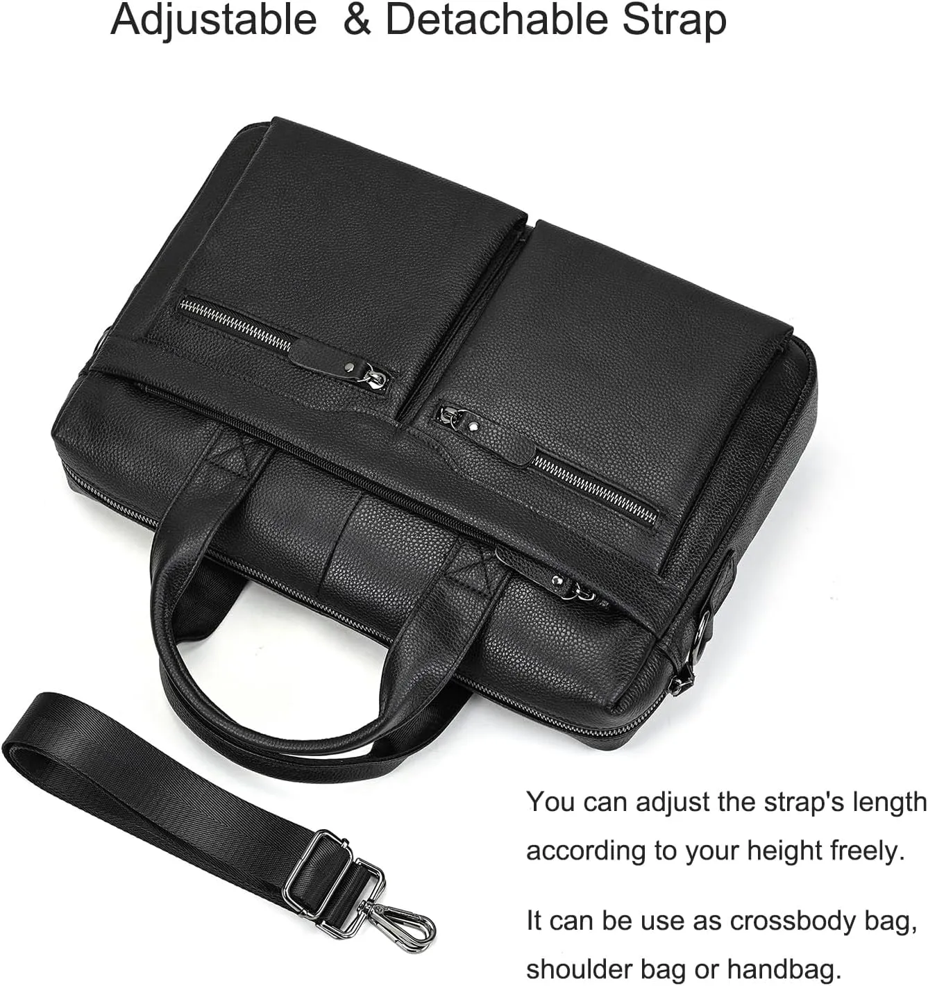 15.6inch Leather Briefcases Laptop Messenger Bags Business Satchel Office Travel Computer Handbag for Men