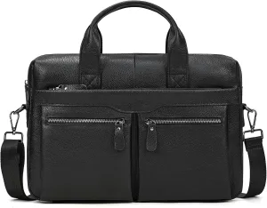15.6inch Leather Briefcases Laptop Messenger Bags Business Satchel Office Travel Computer Handbag for Men