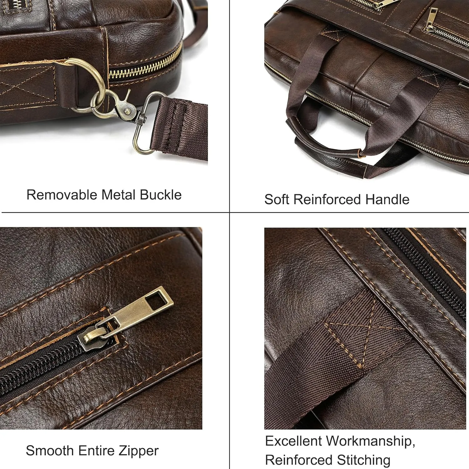 15.6inch Leather Briefcases Laptop Messenger Bags Business Satchel Office Travel Computer Handbag for Men