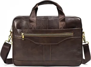 15.6inch Leather Briefcases Laptop Messenger Bags Business Satchel Office Travel Computer Handbag for Men