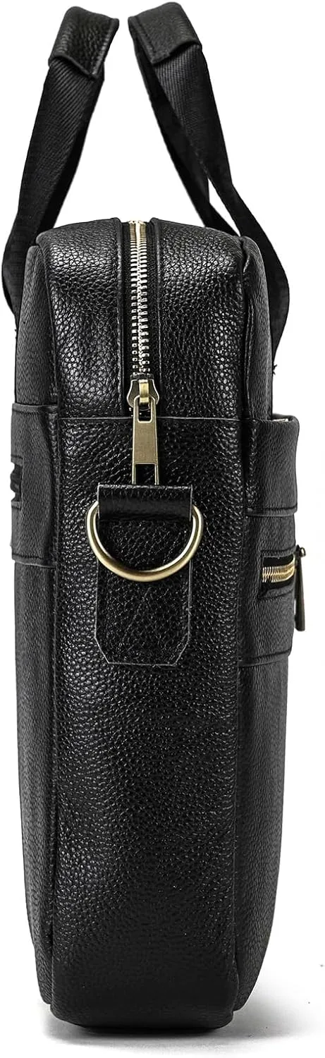 15.6inch Leather Briefcases Laptop Messenger Bags Business Satchel Office Travel Computer Handbag for Men