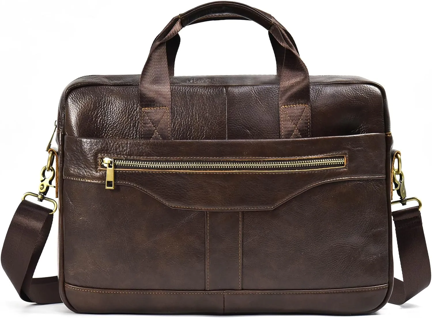 15.6inch Leather Briefcases Laptop Messenger Bags Business Satchel Office Travel Computer Handbag for Men