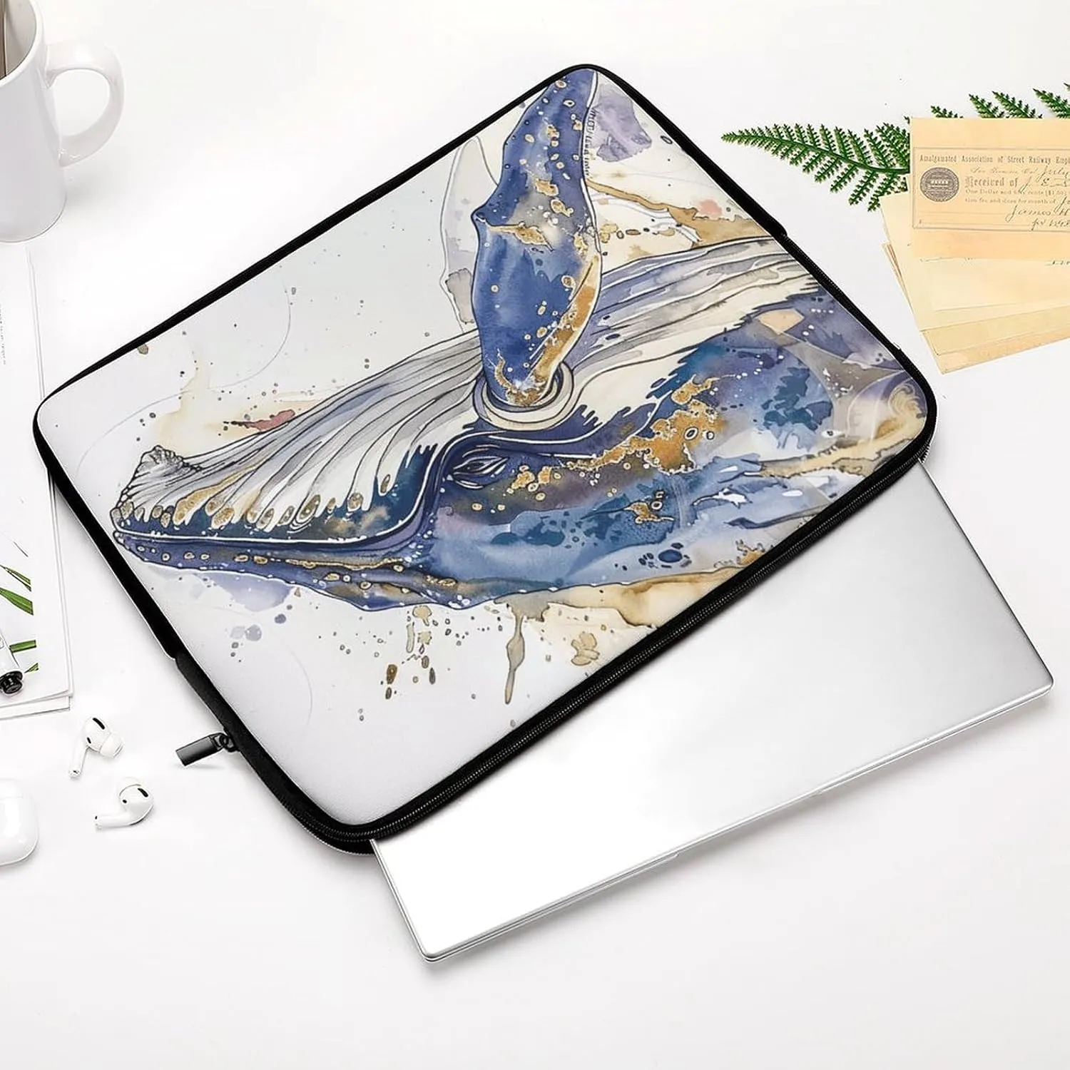 15inch Laptop Sleeve Bag A Picture of A Whale Laptop Bag Shockproof Computer Carrying Cover Slim Briefcase Handbag