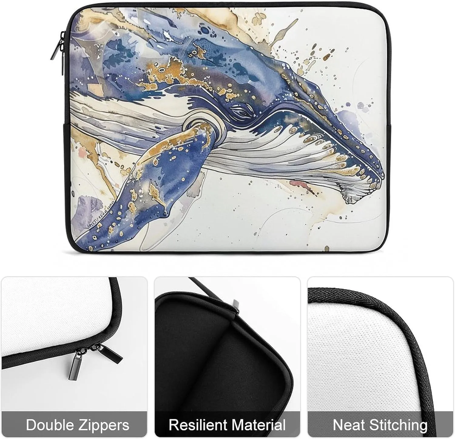 15inch Laptop Sleeve Bag A Picture of A Whale Laptop Bag Shockproof Computer Carrying Cover Slim Briefcase Handbag