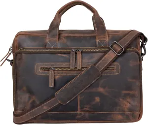 16 Inch Genuine Leather briefcases Laptop Messenger bags best office Satchel bag for Men and Women