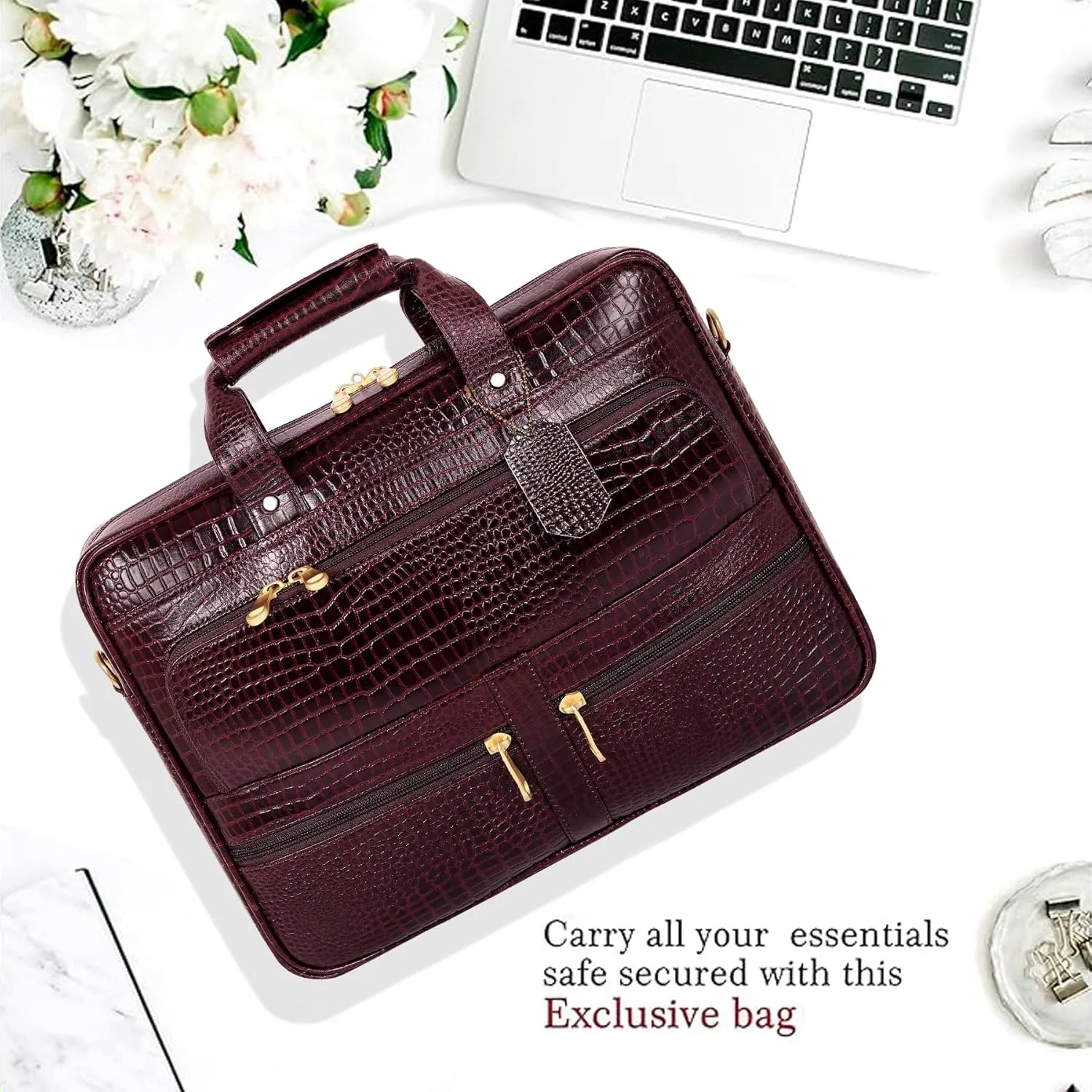 16 Inch Leather briefcases Laptop Messenger Bags for Men and Women Best Office Satchel Bag