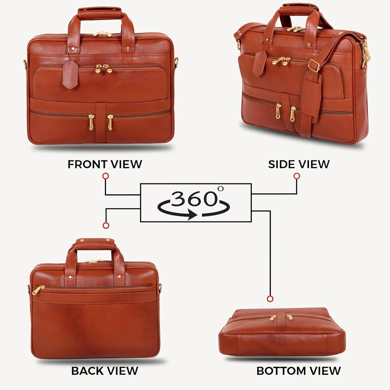 16 Inch Leather briefcases Laptop Messenger Bags for Men and Women Best Office Satchel Bag