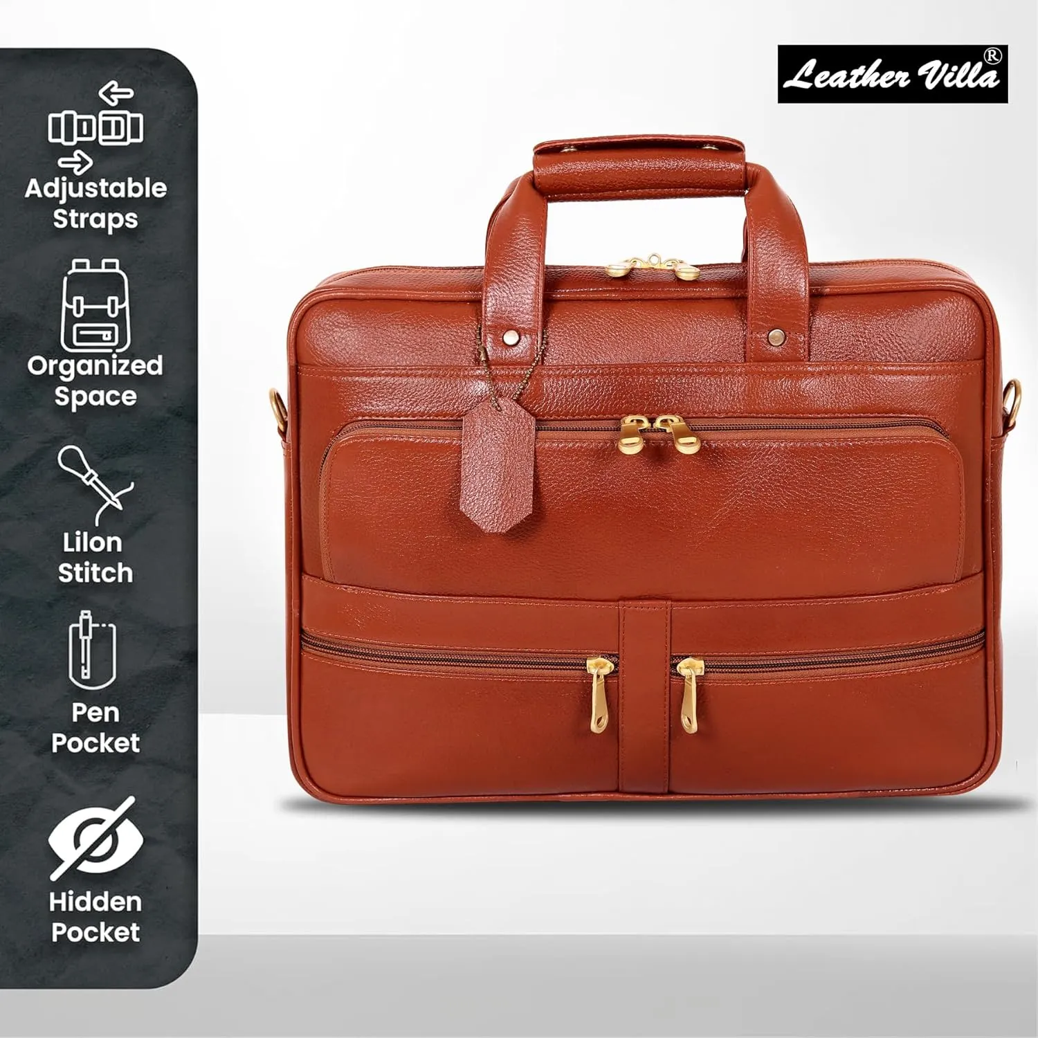 16 Inch Leather briefcases Laptop Messenger Bags for Men and Women Best Office Satchel Bag