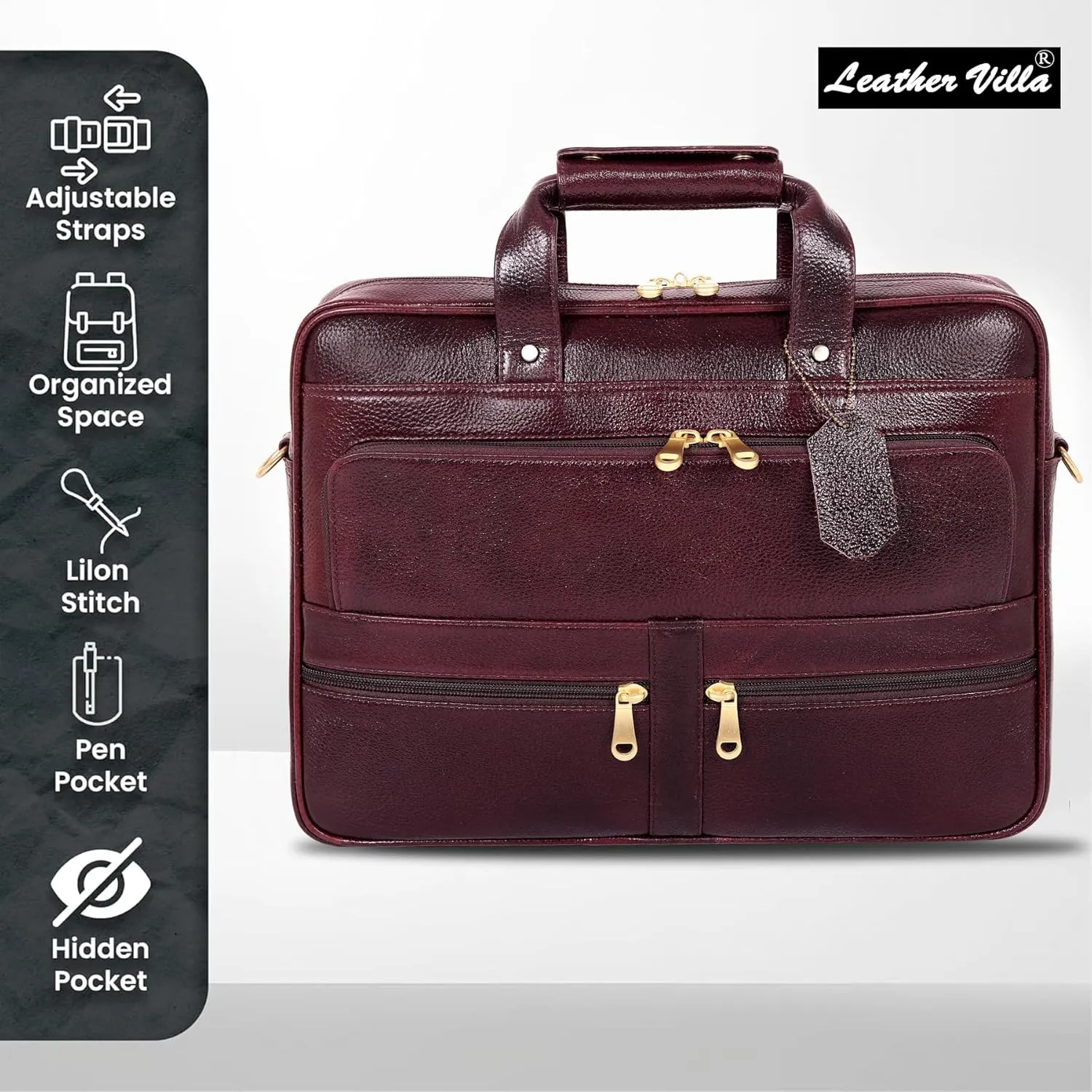 16 Inch Leather briefcases Laptop Messenger Bags for Men and Women Best Office Satchel Bag