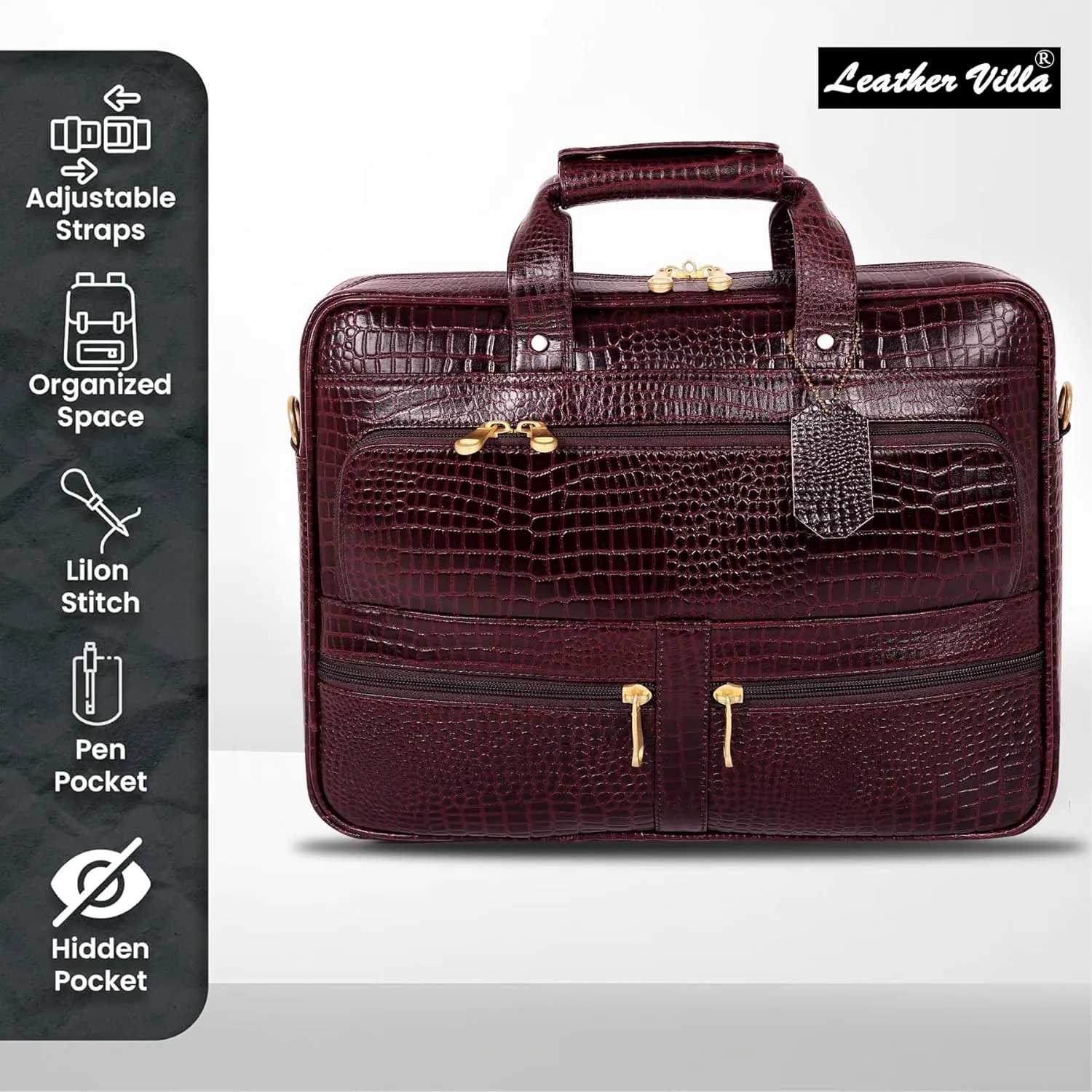 16 Inch Leather briefcases Laptop Messenger Bags for Men and Women Best Office Satchel Bag