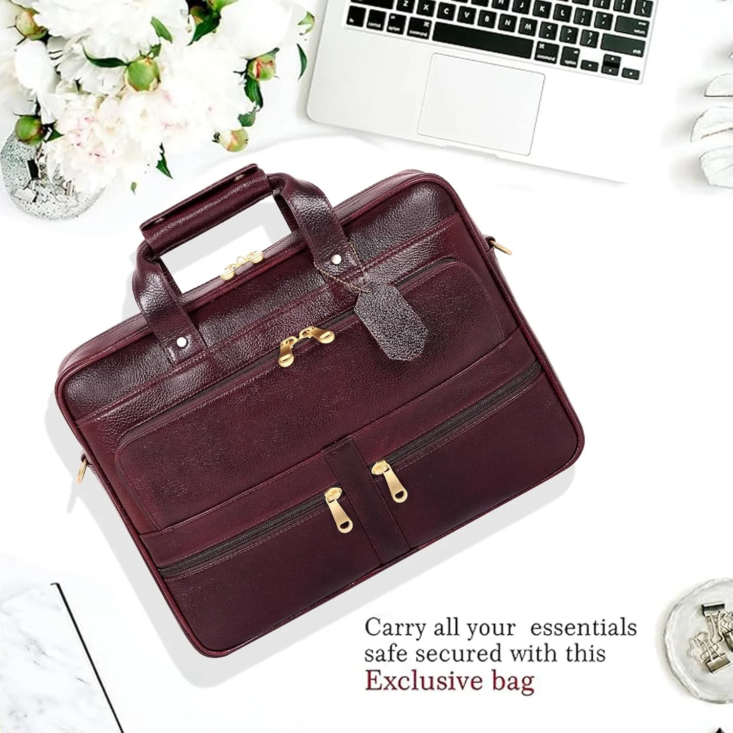 16 Inch Leather briefcases Laptop Messenger Bags for Men and Women Best Office Satchel Bag