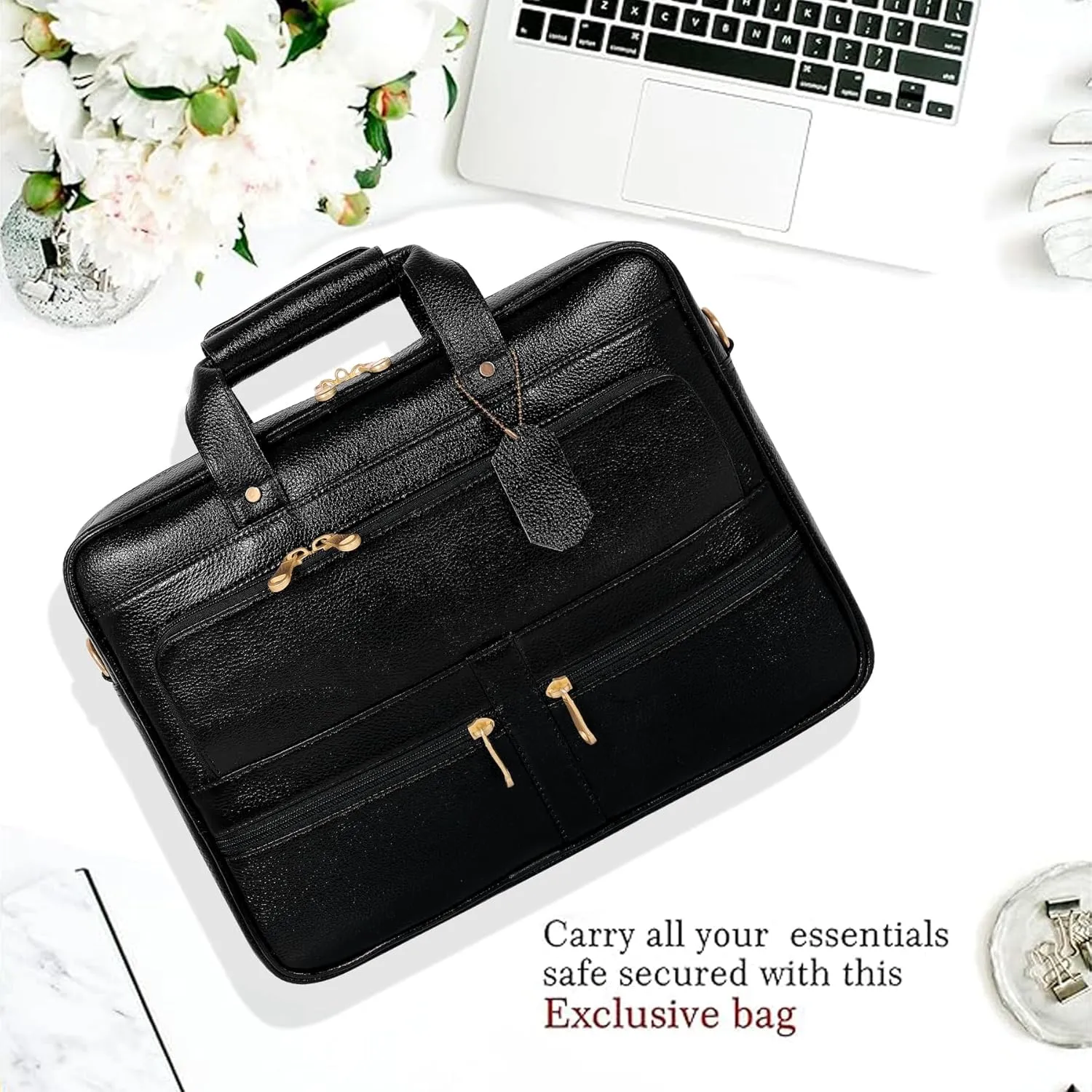 16 Inch Leather briefcases Laptop Messenger Bags for Men and Women Best Office Satchel Bag