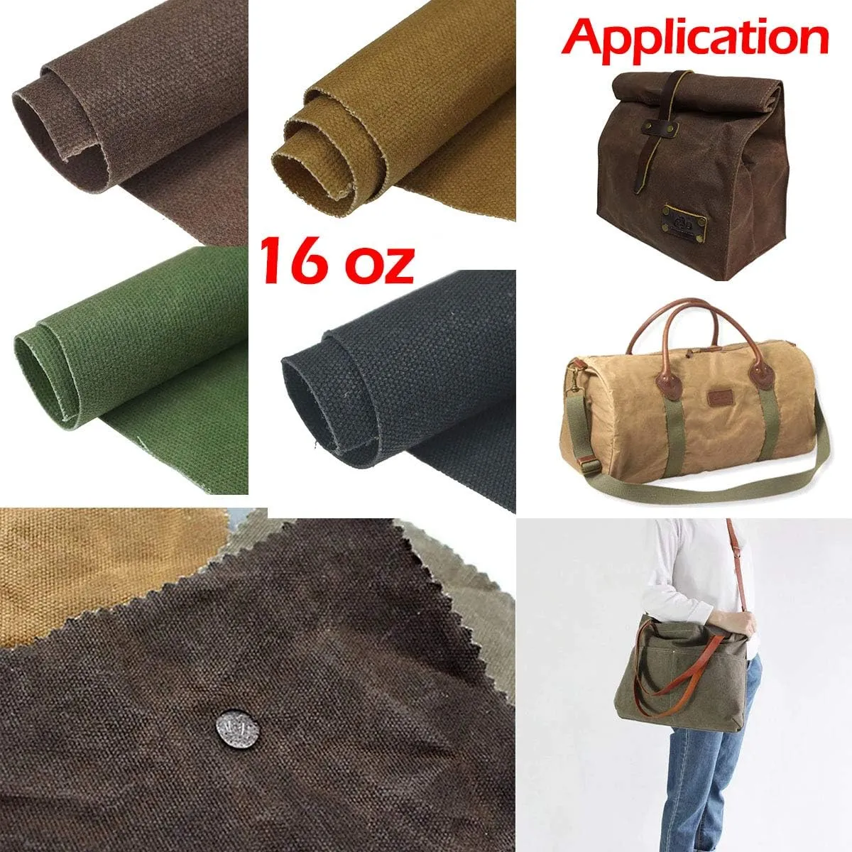 16 OZ Waxed Canvas Duck Fabric by The Yard Craft Upholstery Tan Fabric,100% Cotton One Yard (Dark Brown, 18x58 inch)