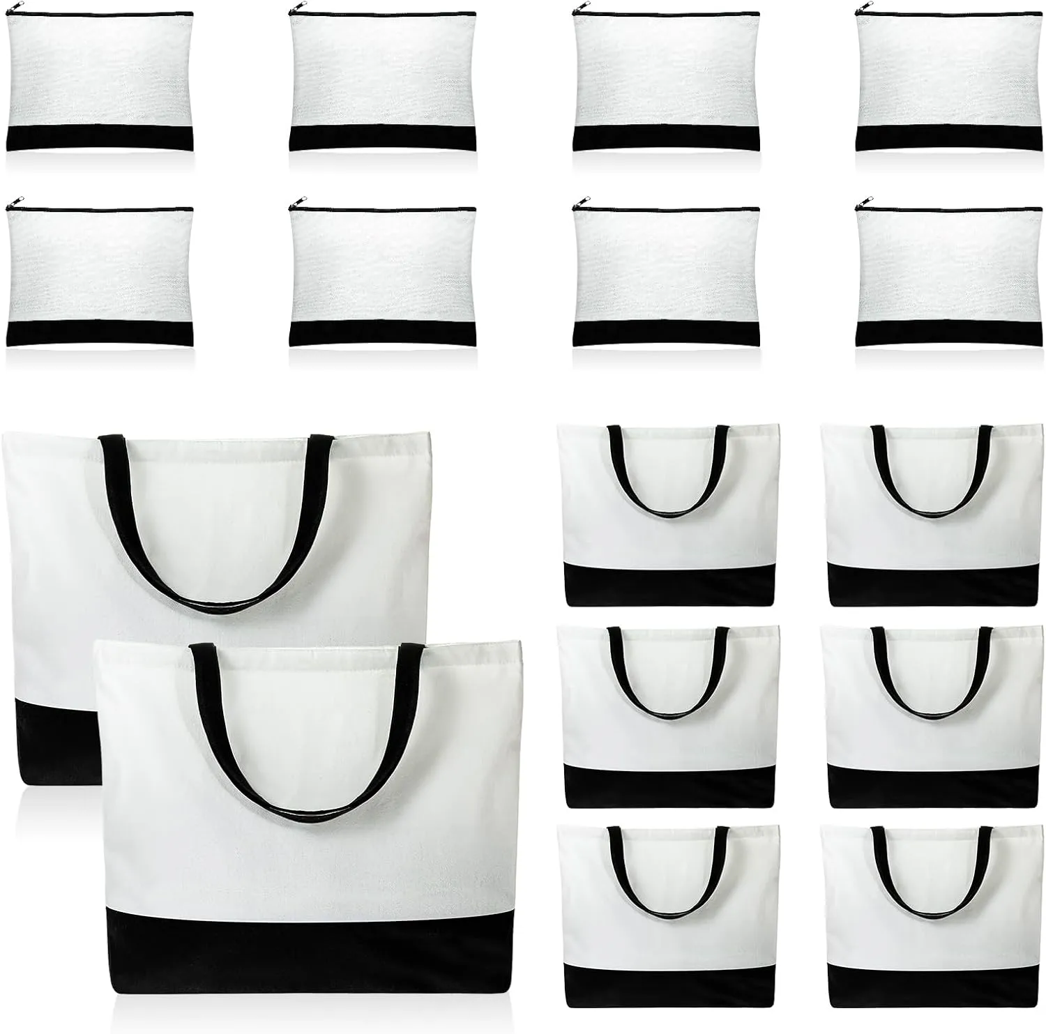 16 Pieces Blank Canvas Tote Makeup Bag White Plain Large Reusable Canvas Grocery Bags Shopping Cloth Bags with Handles