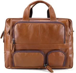 17 Inch Laptop Bag Men Genuine Leather Handbag Large Men's Travel Shoulder Bag Male Leather Briefcases