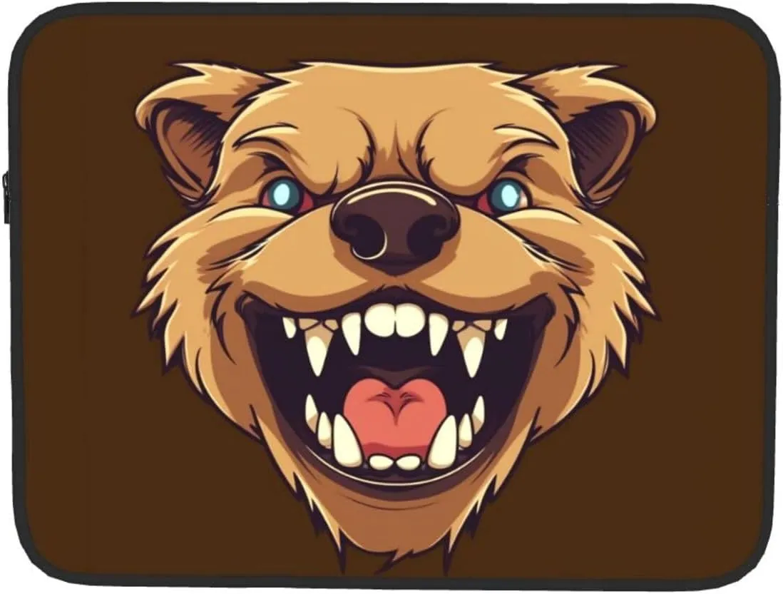 17 inch Laptop Sleeve Bag Bear showing teeth Laptop Bag Shockproof Computer Carrying Cover Slim Briefcase Handbag