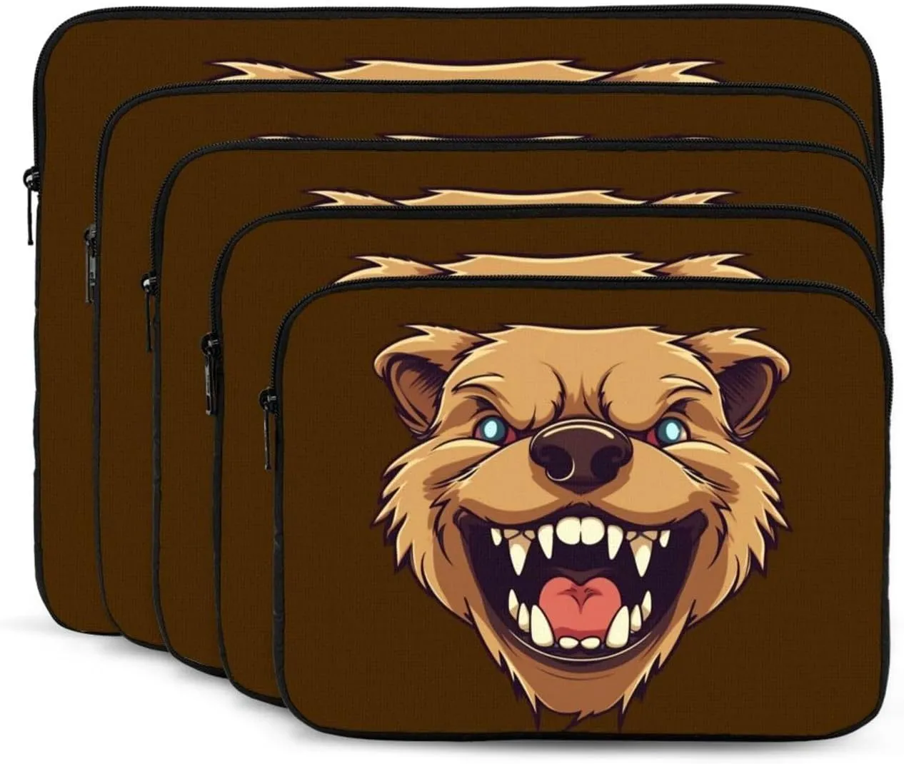 17 inch Laptop Sleeve Bag Bear showing teeth Laptop Bag Shockproof Computer Carrying Cover Slim Briefcase Handbag