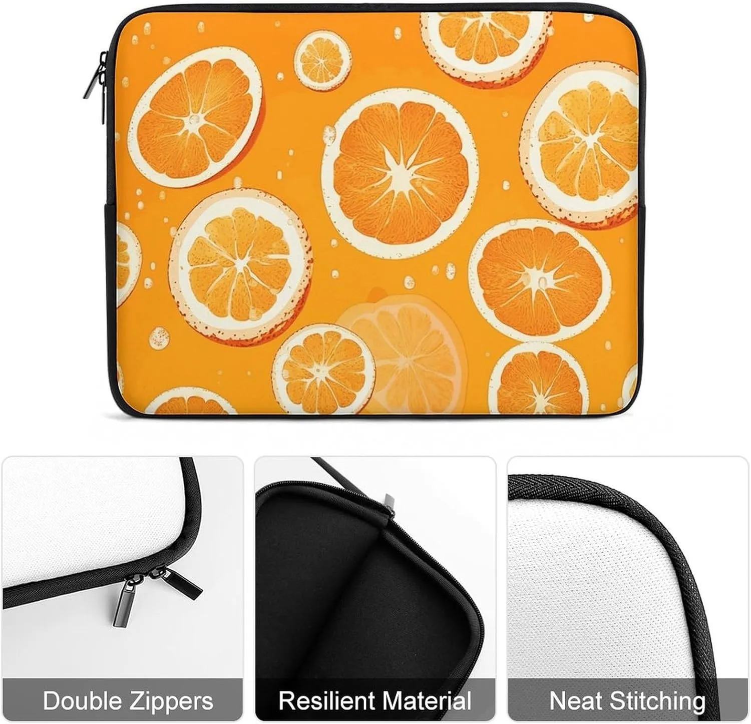 17inch Laptop Sleeve Bag Orange Slices Laptop Bag Shockproof Computer Carrying Cover Slim Briefcase Handbag
