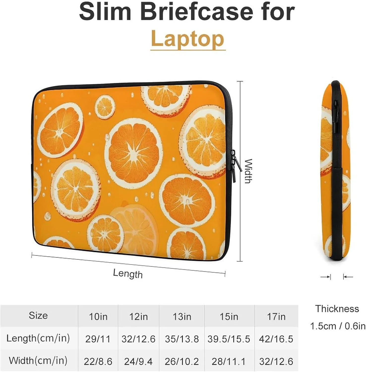 17inch Laptop Sleeve Bag Orange Slices Laptop Bag Shockproof Computer Carrying Cover Slim Briefcase Handbag