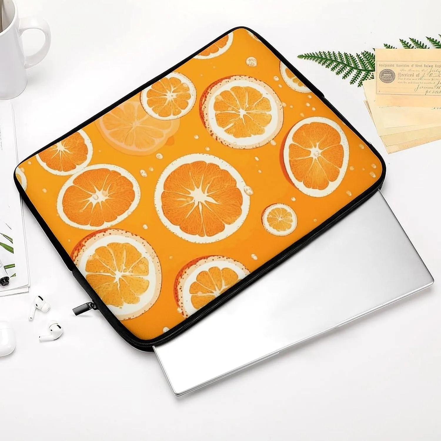 17inch Laptop Sleeve Bag Orange Slices Laptop Bag Shockproof Computer Carrying Cover Slim Briefcase Handbag