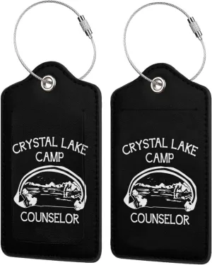 1980 Camp Crystal Lake Counselor Luggage Tags for Travel, Stainless Steel & Leather, Personalized Engraved, Durable Bag Tags 1