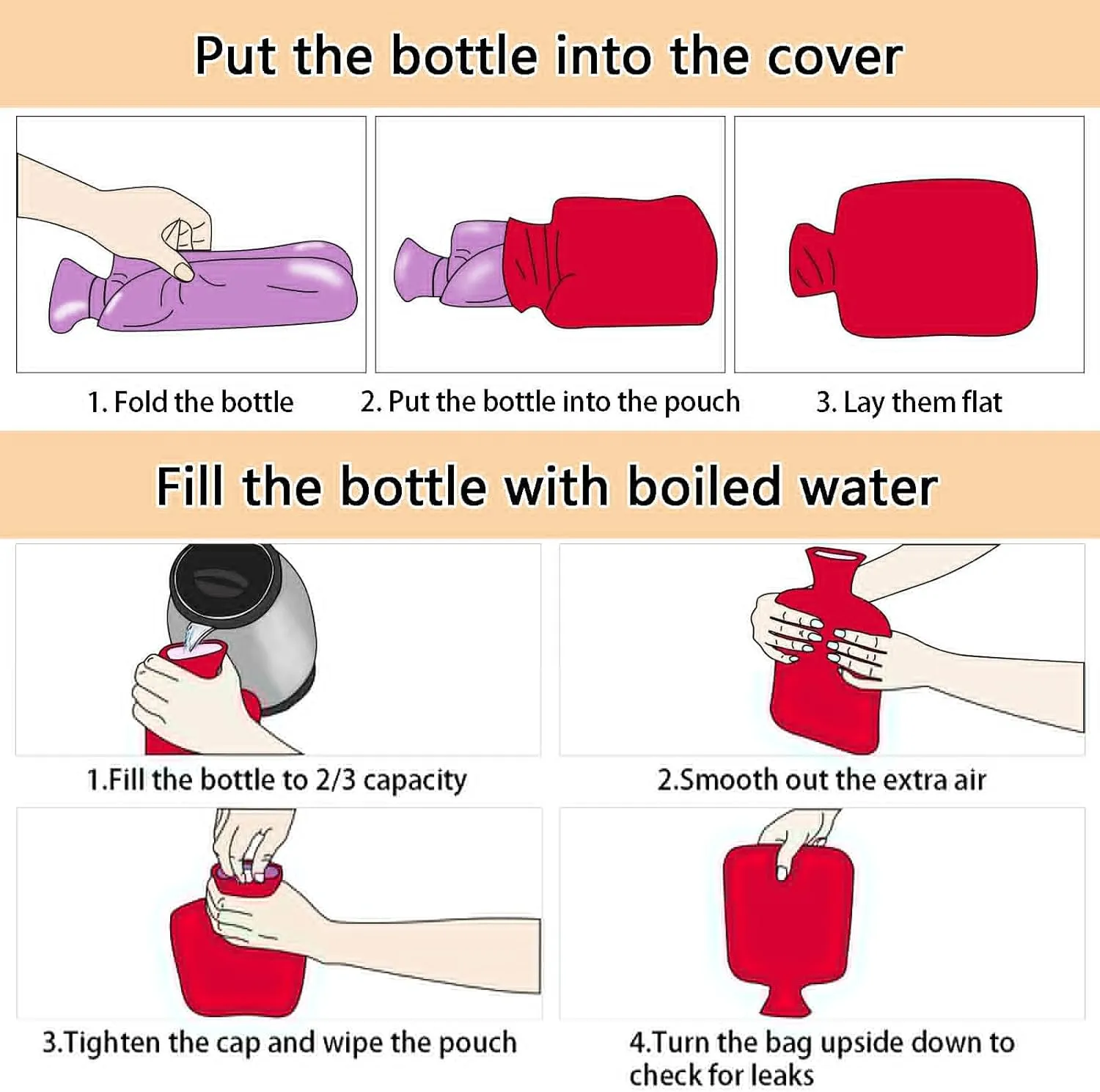 1L Large Classic Hot Water Bottle with Cover, Floral Blossom Beige Transparent Hot Water Bags for Bed Hand Feet Warmer, Menstrual Cramps, Neck and Shoulder Pain Relief