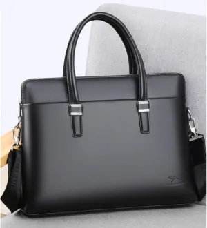 1pc Cow Leather Briefcase Laptop Bag Wear Resistant Casual Messenger Bag for Men Stylish Black Design Lightweight for Business Travel