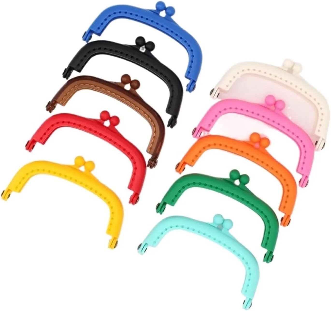 1PCS 8.5cm Arc Plastic Purse Frame Handle for Clutch Bag Handbag Accessories Making Kiss Clasp Lock 10 Colors(Brown)