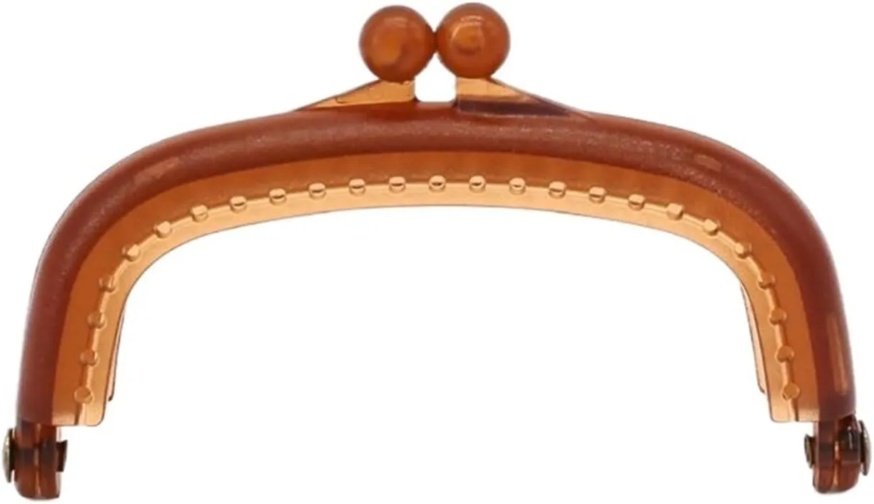 1PCS 8.5cm Arc Plastic Purse Frame Handle for Clutch Bag Handbag Accessories Making Kiss Clasp Lock 10 Colors(Brown)