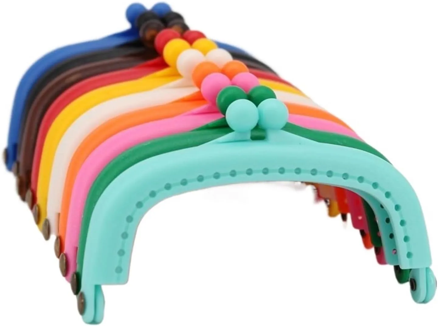 1PCS 8.5cm Arc Plastic Purse Frame Handle for Clutch Bag Handbag Accessories Making Kiss Clasp Lock 10 Colors(Brown)