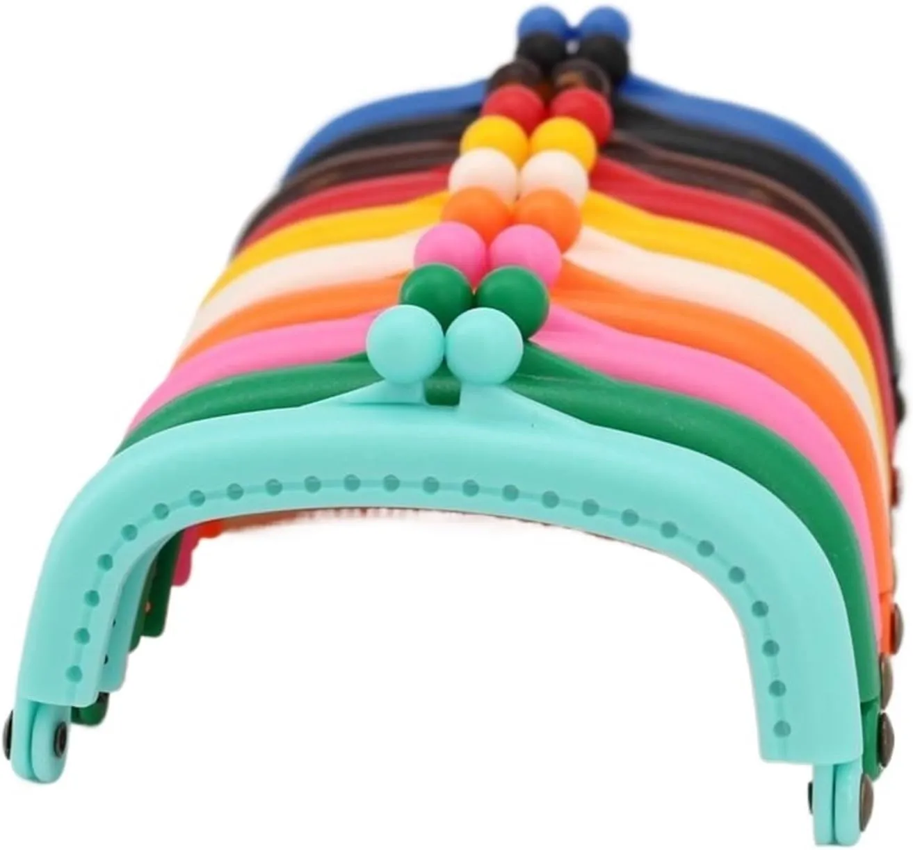 1PCS 8.5cm Arc Plastic Purse Frame Handle for Clutch Bag Handbag Accessories Making Kiss Clasp Lock 10 Colors(Brown)