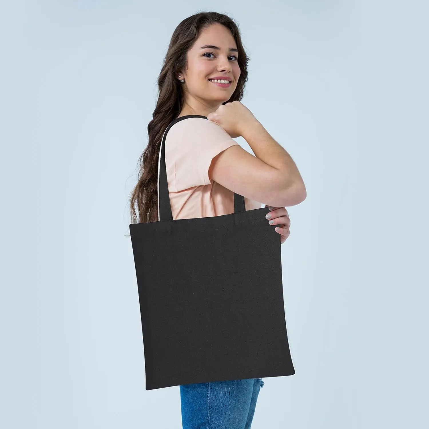 2 | 4 | 6 | 7 | 14 | 18 Pcs Canvas Tote Bags, Natural Color Tote Bags 15 x 16 inch Sustainable Eco Friendly reusable, for Grocery Bags, DIY Gift Bags, Shopping Bags (18 Pcs Black)