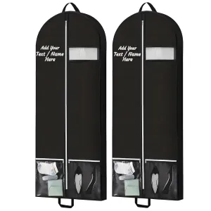 [2 Pack] Personalized Cheer Uniform Covers - Custom Garment Bags with Clear Window Embroidered Team Name with 2 Pockets, 54'' Travel Hanging Bags Clergy Outfits Suit Bag for Closet Storage