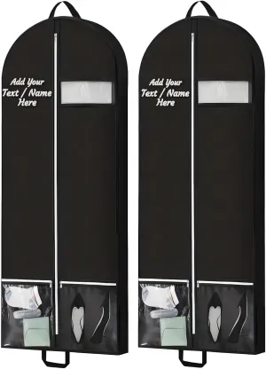 [2 Pack] Personalized Cheer Uniform Covers - Custom Garment Bags with Clear Window Embroidered Team Name with 2 Quick-Access Pockets, Travel Hanging Bags Clergy Outfits Suit Bag for Closet Storage