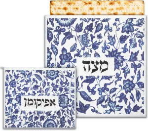 2 Pcs Passover Afikoman Bags set Passover Seder Afikomen Holder Rustic Matzah Afikoman Cover Bags with 3 Layers Compartment for Pesach Jewish Holiday Party Decor Gifts (Porcelain)