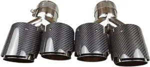 2 Piece Glossy Stainless Steel Compatible For Akrapovic Exhaust Tip Muffler Tip Car Universal Y Model Double Tailtip Nozzles(IN 77 OUT 101MM)