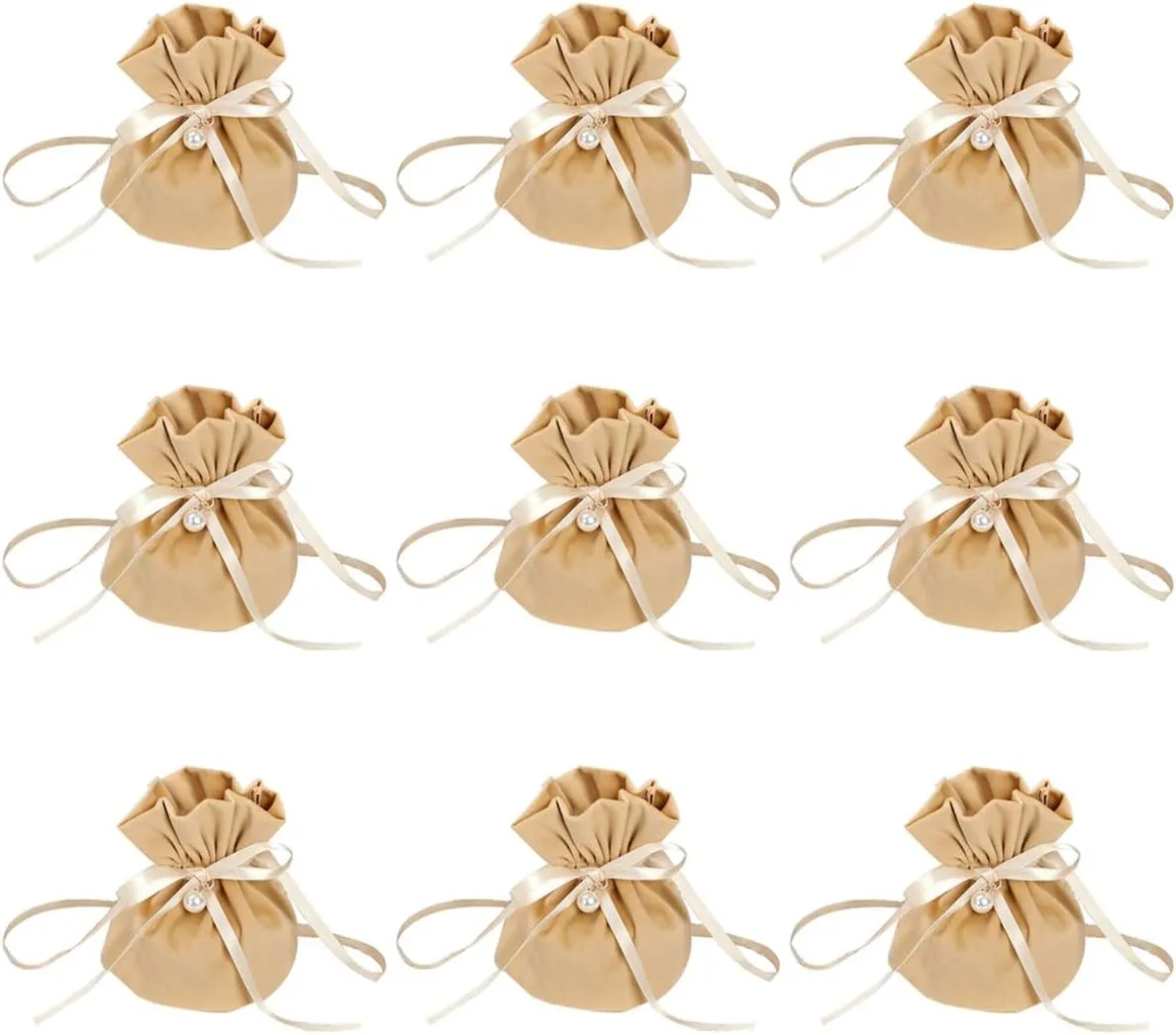 20 Pcs Round Bottom Drawstring Velvet Gift Bags Jewelry Pouches with Pearl Bead,for Wedding Favors,Christmas,Party Favors,Birthday,Champagne