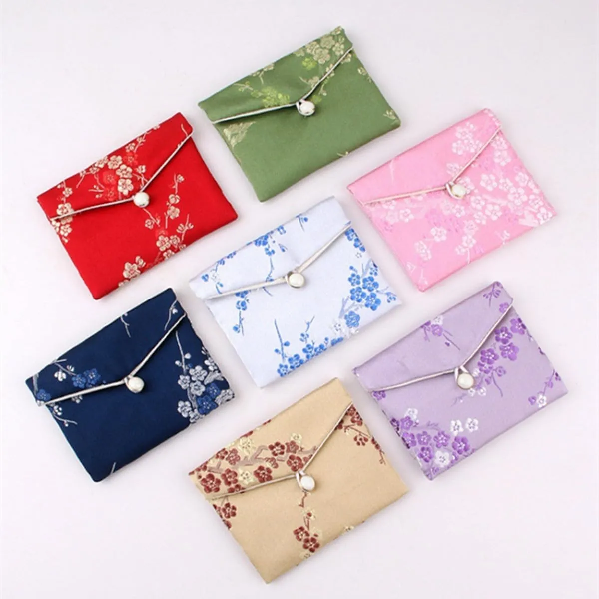 20 Pcs Silk Jewelry Pouch Brocade Coin Purse Zipper Jewelry Pouch Gift Bags Silk Purse Pouchs Gift Bags,3.9x4.7 inch