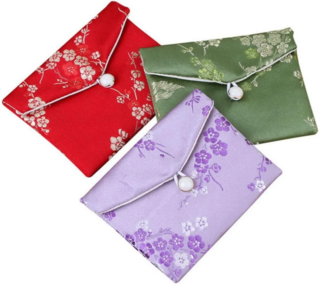 20 Pcs Silk Jewelry Pouch Brocade Coin Purse Zipper Jewelry Pouch Gift Bags Silk Purse Pouchs Gift Bags,3.9x4.7 inch