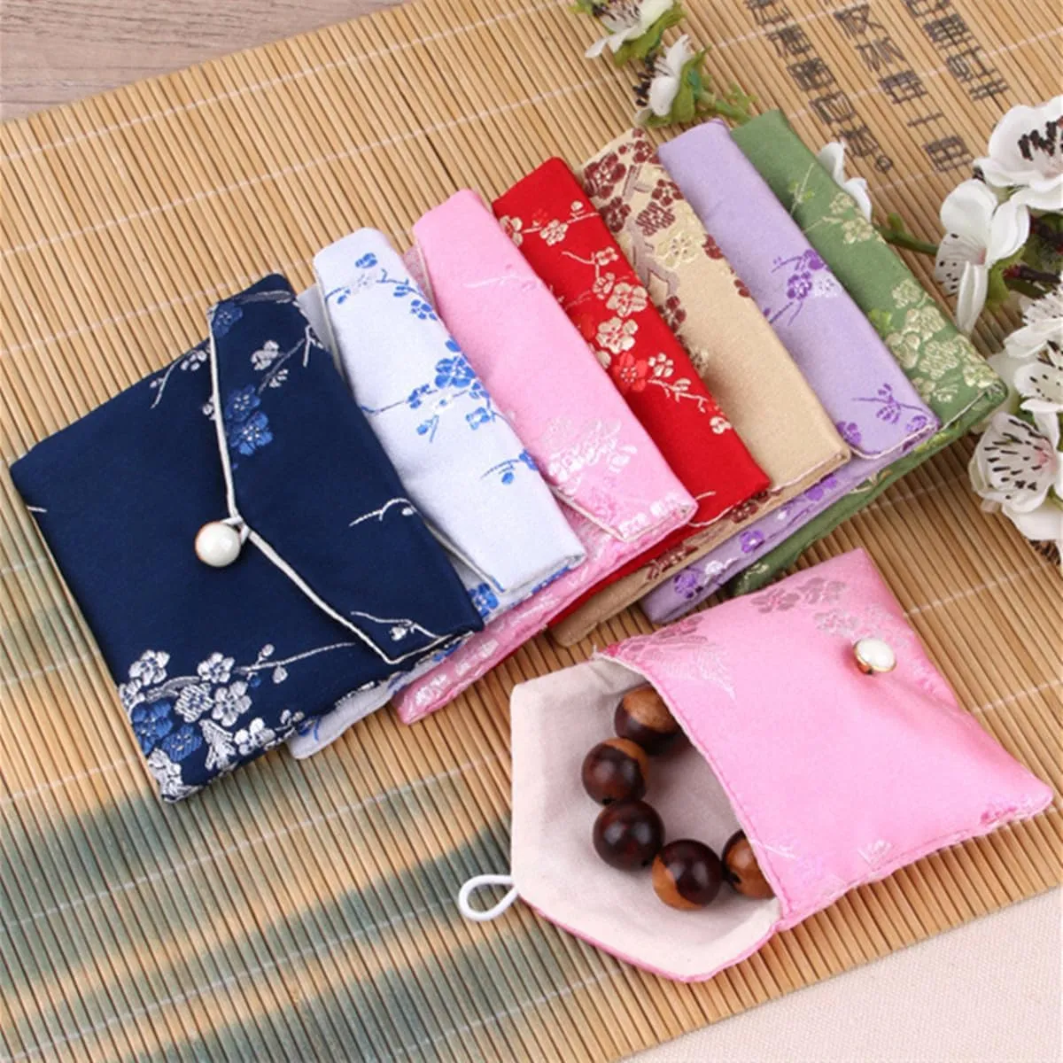 20 Pcs Silk Jewelry Pouch Brocade Coin Purse Zipper Jewelry Pouch Gift Bags Silk Purse Pouchs Gift Bags,3.9x4.7 inch