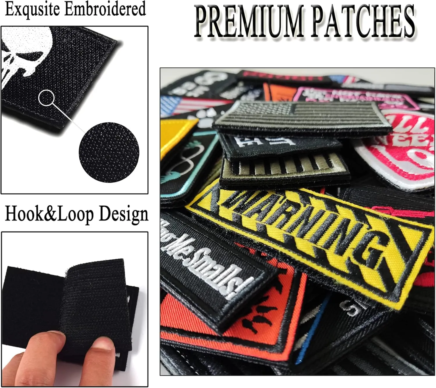 20 Pieces Random Tactical Morale Patch Bundle, Full Embroidery Loop and Hook Patches Set for Caps, Bags, Backpacks, Vest, Military Uniforms,Tactical Gears Etc