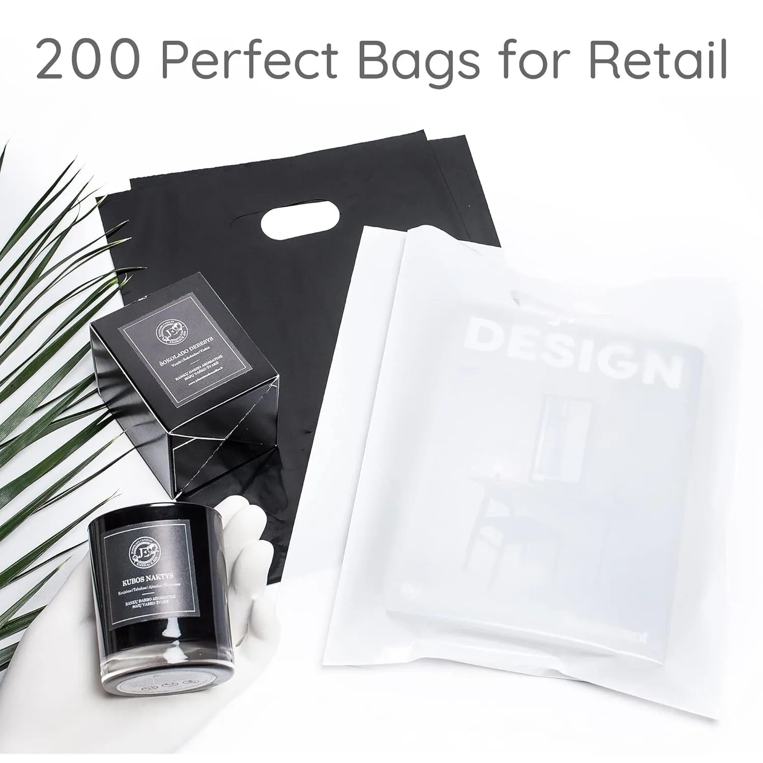 200 Black & White Bags for Small Business 100 Black and 100 White 1.5Mil Thick 9"x12" Perfect for Merchandise Retail And Boutique Thick Glossy With Handles