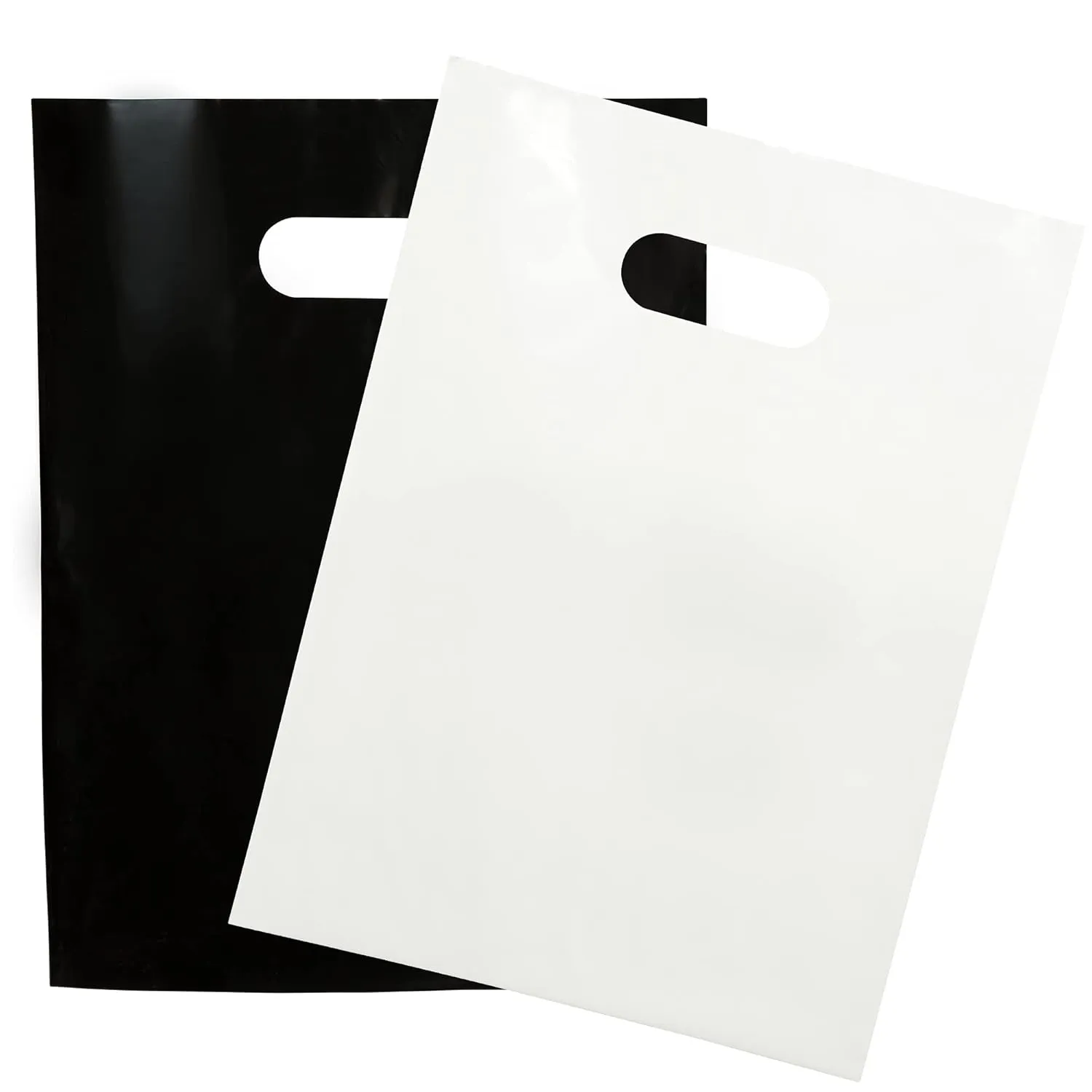 200 Black & White Bags for Small Business 100 Black and 100 White 1.5Mil Thick 9"x12" Perfect for Merchandise Retail And Boutique Thick Glossy With Handles