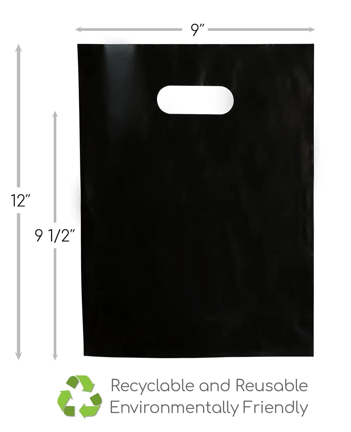 200 Black & White Bags for Small Business 100 Black and 100 White 1.5Mil Thick 9"x12" Perfect for Merchandise Retail And Boutique Thick Glossy With Handles