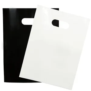 200 Black & White Bags for Small Business 100 Black and 100 White 1.5Mil Thick 9"x12" Perfect for Merchandise Retail And Boutique Thick Glossy With Handles